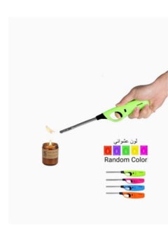 Versatile Gas Lighter Refillable Gas Lighter Long Flame Adjustable Windproof Candle Light Barbecue Kitchen Use Random Assorted Color Safety Button Child Safety