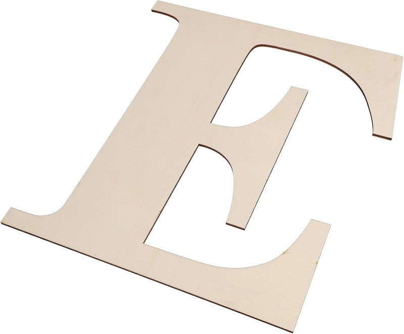 Generic Wooden Letter E 12-inch Unfinished DIY Wood Letter Slice for Wall Decoration Crafting Supplies Home Decor - Image 1