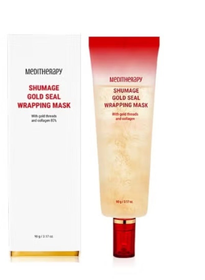 MEDITHERAPY Shumage Gold Seal Wrapping Mask (90g / 3.17oz.), Overnight Peel Off Mask with Gold Threads & 82.5% Collagen, Reviatlizing, Tightening, Korean Skin... - Image 3