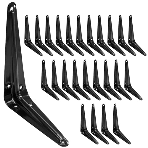 PHITUODA 24 Pack Black Iron 6 x 5 Inch Heavy Duty Wall Mount Shelf Brackets - Image 1