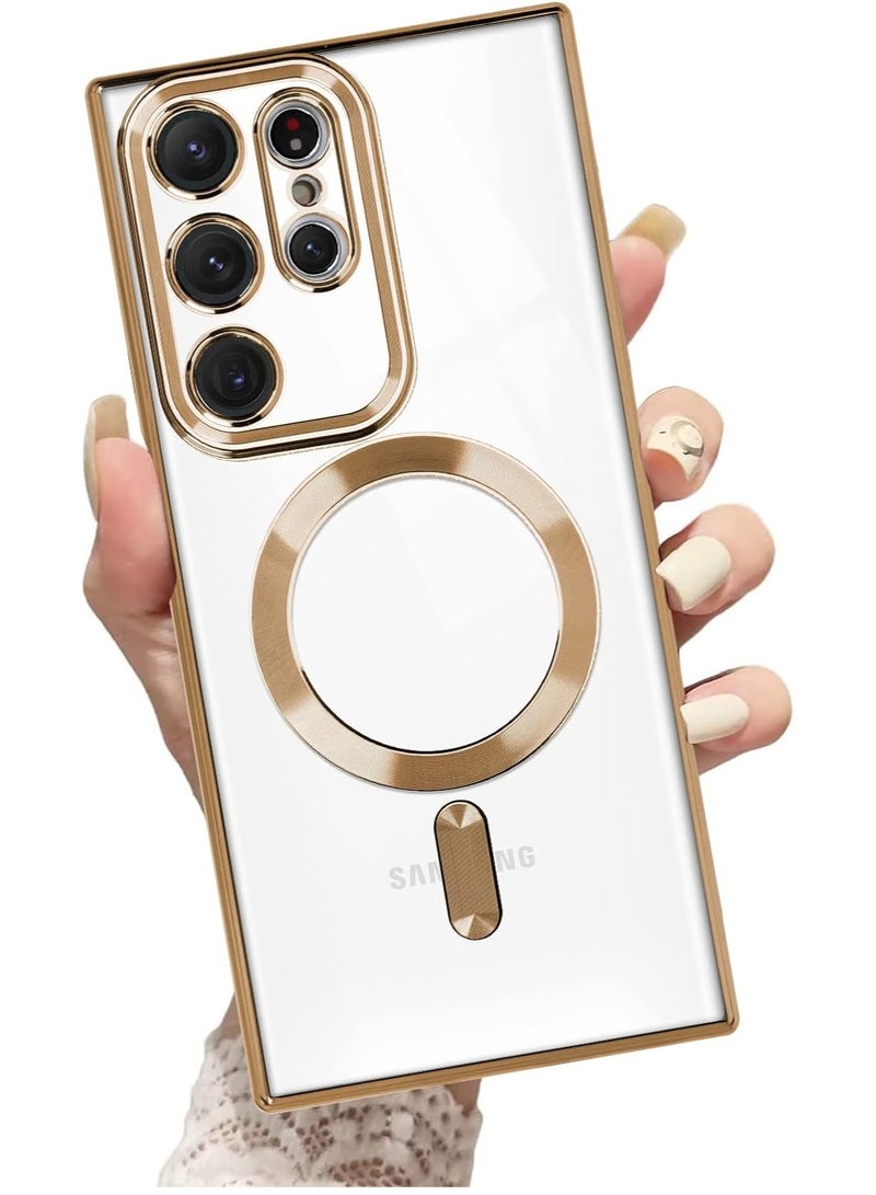 ELTRAZONE ELTERAZONE Magnetic Clear Case for Galaxy S23 Ultra Case,Compatible with MagSafe, Love Heart Design Electroplated Case Soft TPU Shockproof Full Camera Lens Protective Case for Samsung Galaxy S23 Ultra - Image 1