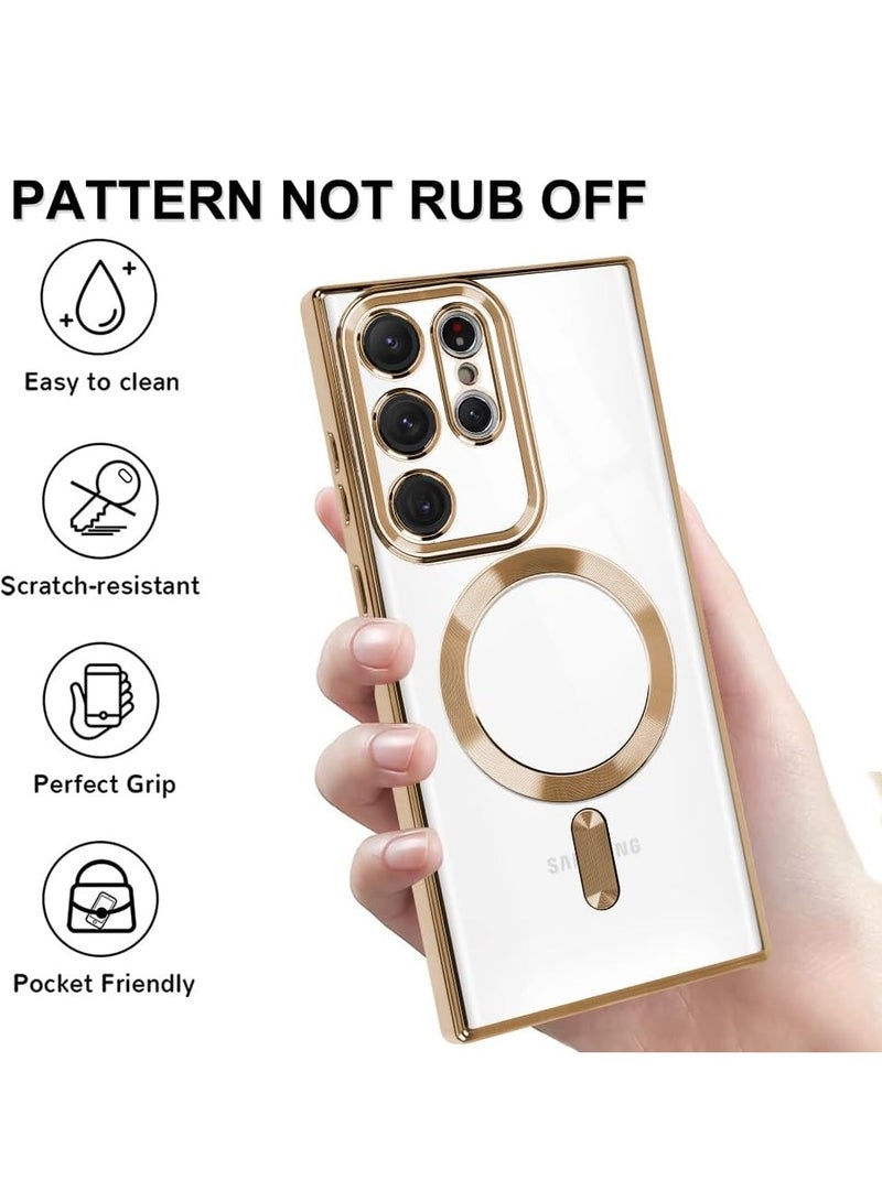 ELTRAZONE ELTERAZONE Magnetic Clear Case for Galaxy S23 Ultra Case,Compatible with MagSafe, Love Heart Design Electroplated Case Soft TPU Shockproof Full Camera Lens Protective Case for Samsung Galaxy S23 Ultra - Image 3