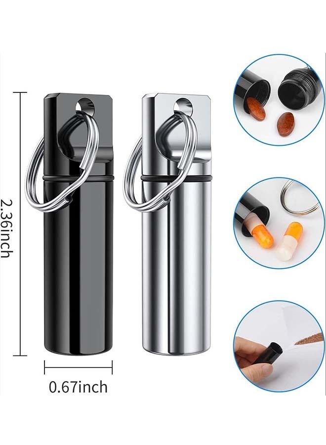 Ocean 3pcs Portable Pill Cases Metal Pocket Boxes Keychain Compartment Waterproof Daily Container Holder Medication Supplements Vitamins Cod Liver Oil - Image 2
