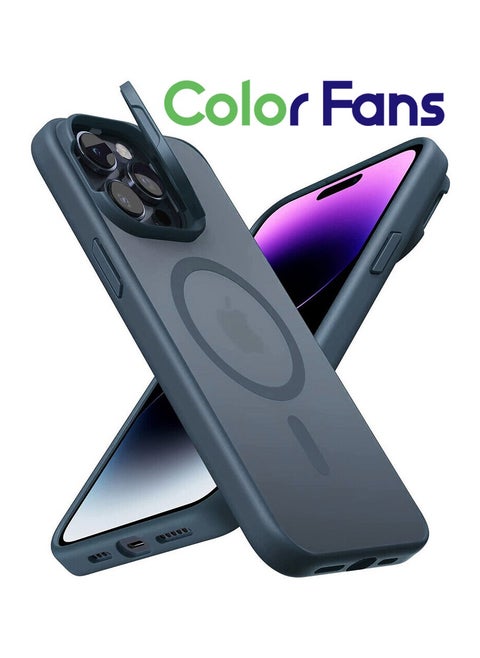 Magsafe Case for iPhone 15 Pro Max Camera Ring Stand Magnetic Cover Blue