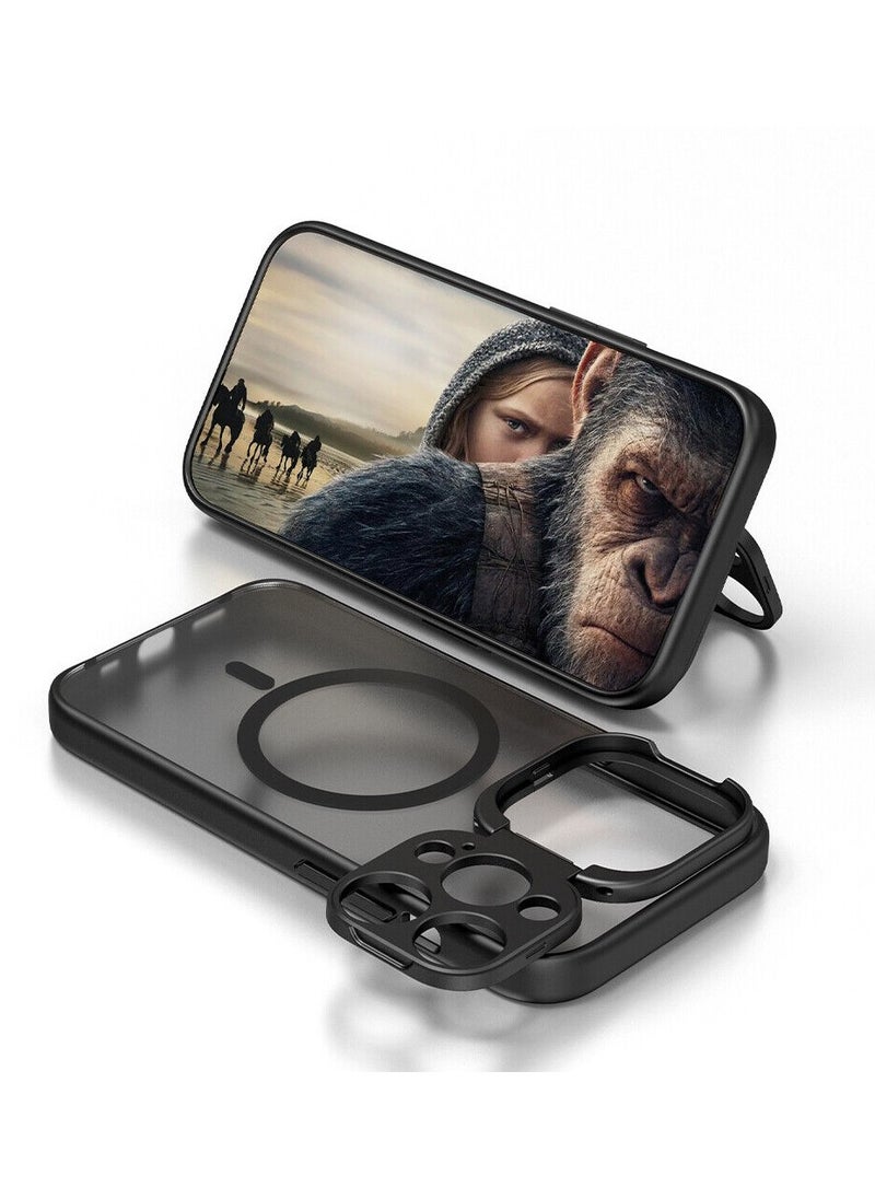 Color Fans - Magsafe Case for iPhone 15 Pro Max Camera Ring Stand Magnetic Cover Blue - Image 1