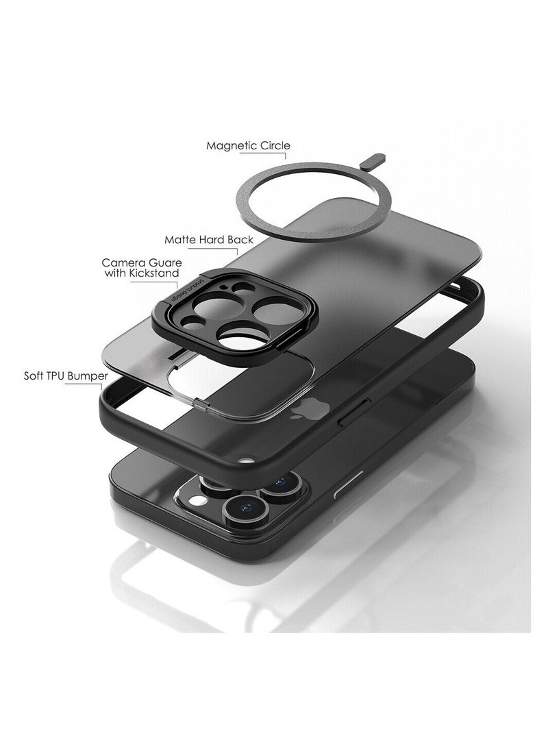 Color Fans - Magsafe Case for iPhone 15 Pro Max Camera Ring Stand Magnetic Cover Blue - Image 1