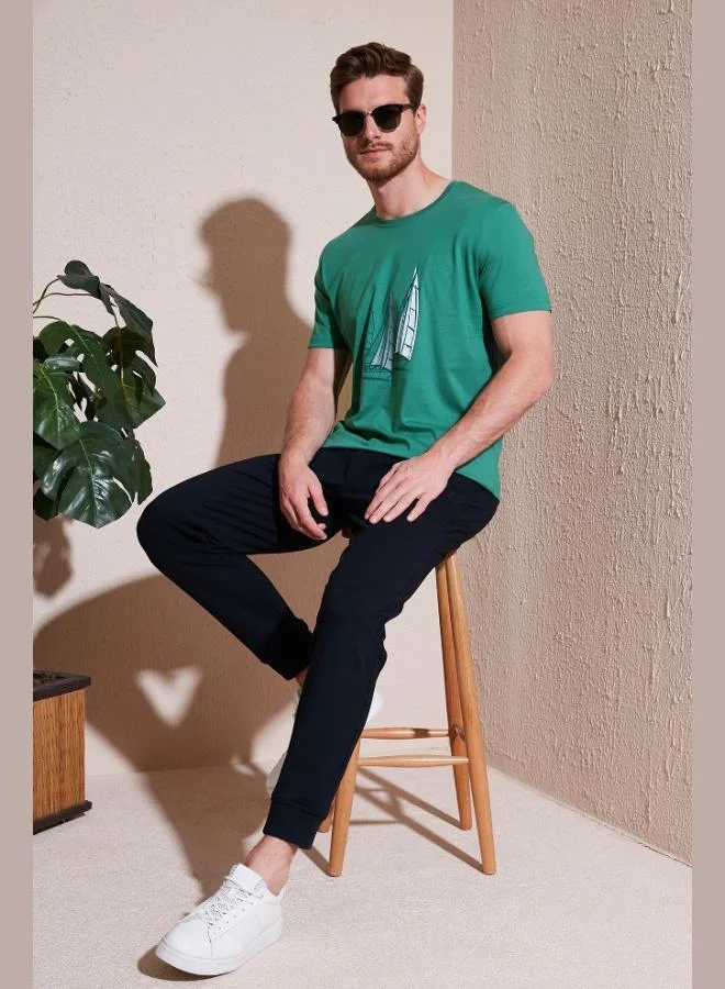 بوراتي تيشيرت رجالي قطن بياقة دائرية بقصة ضيقة من بوراتي