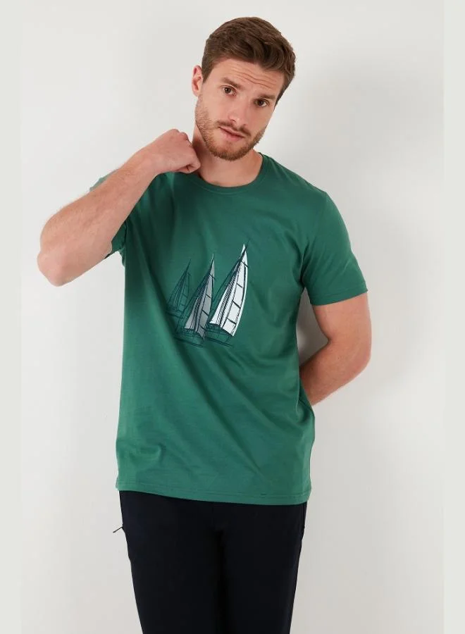 بوراتي تيشيرت رجالي قطن بياقة دائرية بقصة ضيقة من بوراتي