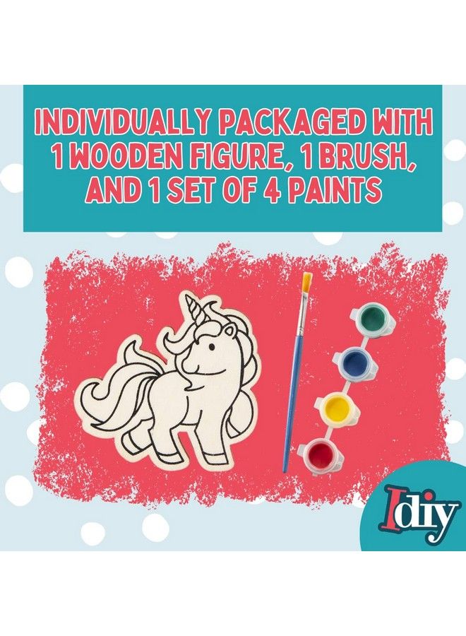 SCS Direct Kids Party Wood Painting Craft Kits (20Ct) Unicorns And Dragons Each Kit Has Its Own Brush Paint & Figure Fun Unique Birthday Party Activity Favors Or Classroom School Projects Gift - Image 5