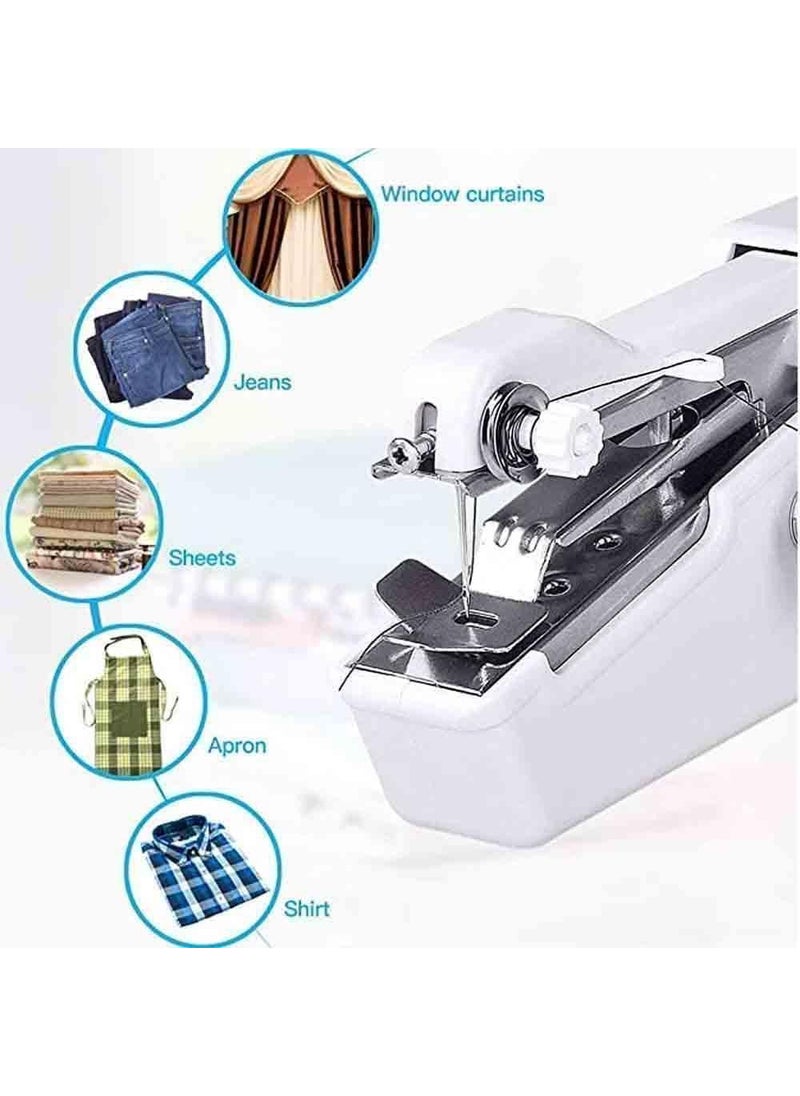Generic KU STAR Portable Mini Electric Sewing Machine Handy Cordless Handheld Stitch for Home Tailoring White  - Image 2