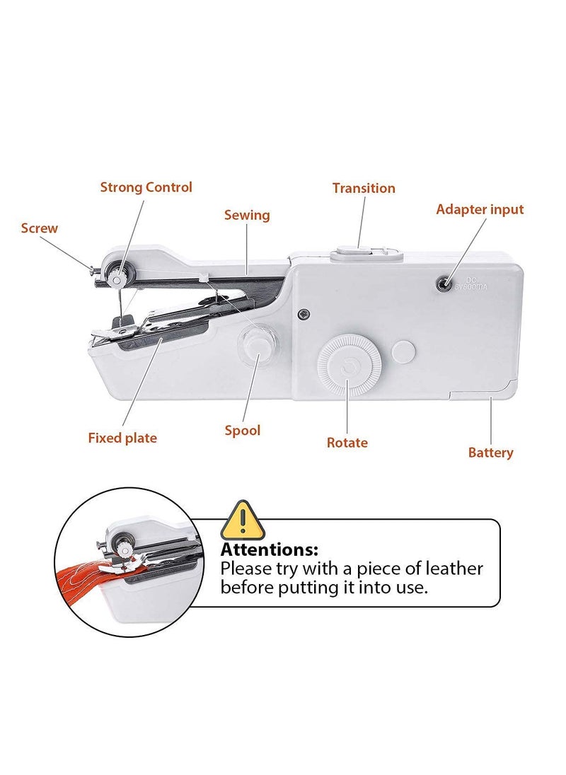 Generic KU STAR Portable Mini Electric Sewing Machine Handy Cordless Handheld Stitch for Home Tailoring White  - Image 4