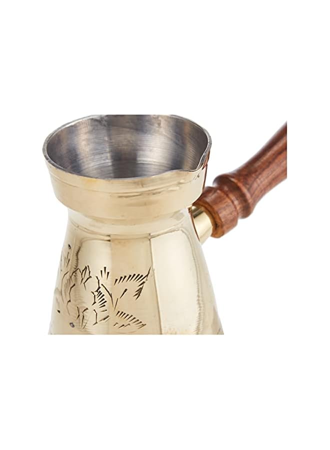 S-TOP Turkish Coffee Pot with wooden handle - 6.5 cm, Elegant Gold - BTC005, Arabic, Morroccon, Greek Pot, Warmer for Butter, Chocolate and Milk, Stovetop Tea Pot - Image 2