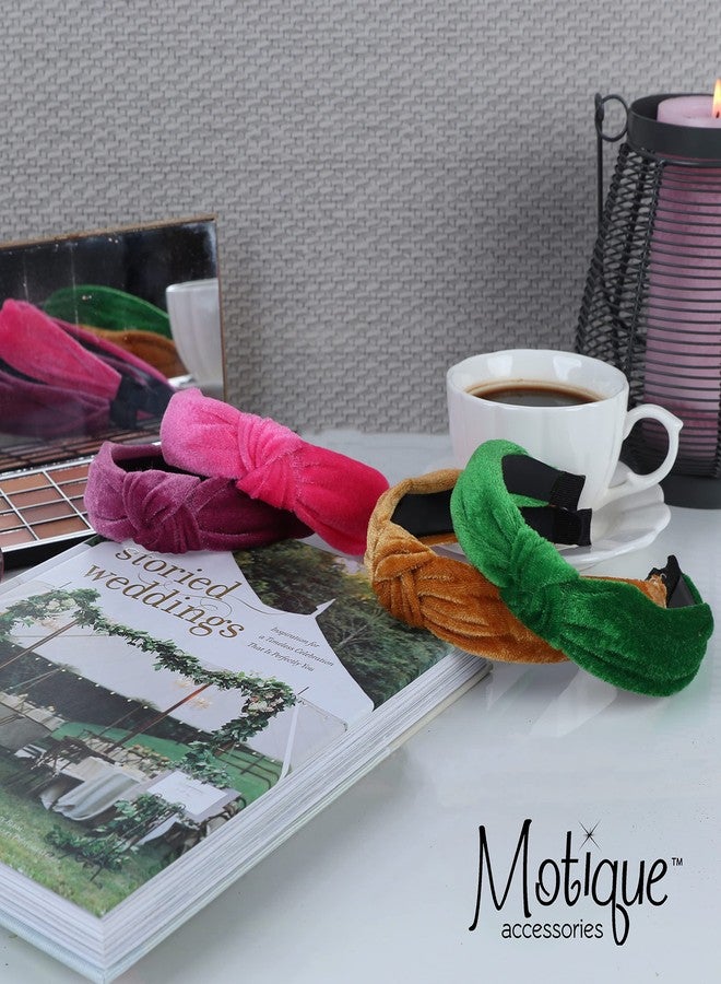 موتيك أكسيسوريز عصابات رأس مخملية معقودة للنساء (أخضر نيون) - Image 3