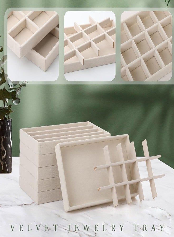 Inbagi 12 Pcs Small Velvet Jewelry Tray Stackable Jewelry Drawers Insert Divided Organizer Storage Display Trays - Image 3