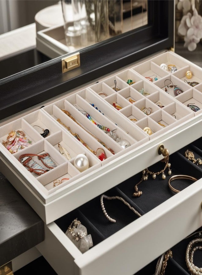 Inbagi 12 Pcs Small Velvet Jewelry Tray Stackable Jewelry Drawers Insert Divided Organizer Storage Display Trays - Image 5