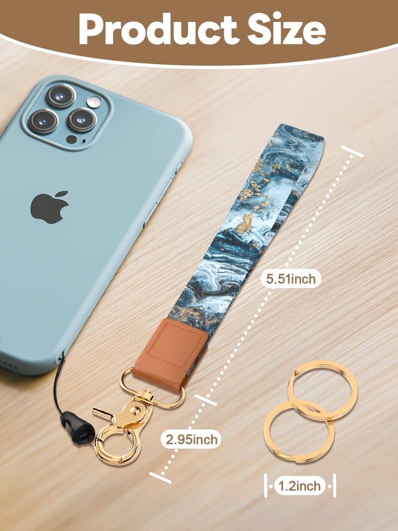 Handlein Wristlet Keychain for Women and Men, Key Chain Holder, Wrist Lanyard for Keys (GreenMarble) - Image 2
