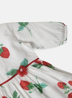 Nautinati Nautinati Girls' Soft Rayon Cotton Strawberry Print Frock  - Image 4
