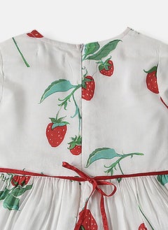 Nautinati Nautinati Girls' Soft Rayon Cotton Strawberry Print Frock  - Image 5