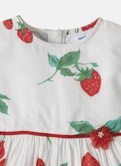Nautinati Nautinati Girls' Soft Rayon Cotton Strawberry Print Frock  - Image 3