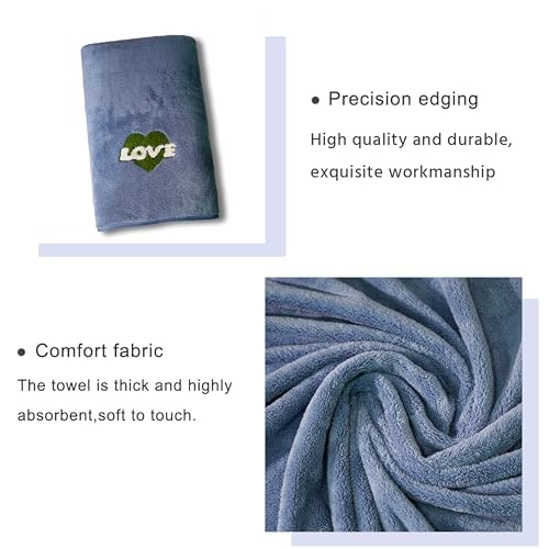 MAXOSHINE Microfiber Towels for Bath Large Size-Soft Fluffy Coral Fleece Bathing Towel with Hook Quick Dry Super Absorbent-Bath Towel for Men and Women-70 x 140 cm (Blue) - Image 4