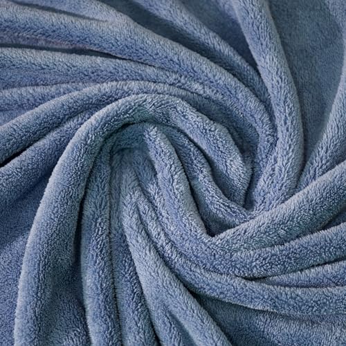 MAXOSHINE Microfiber Towels for Bath Large Size-Soft Fluffy Coral Fleece Bathing Towel with Hook Quick Dry Super Absorbent-Bath Towel for Men and Women-70 x 140 cm (Blue) - Image 2