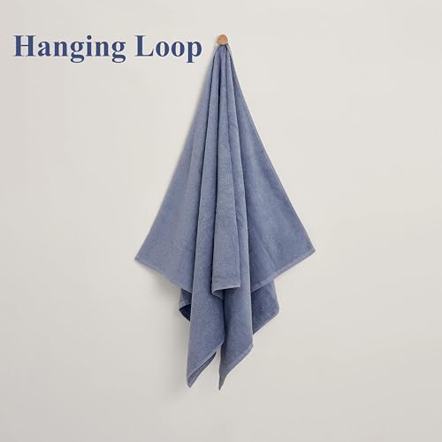 MAXOSHINE Microfiber Towels for Bath Large Size-Soft Fluffy Coral Fleece Bathing Towel with Hook Quick Dry Super Absorbent-Bath Towel for Men and Women-70 x 140 cm (Blue) - Image 3