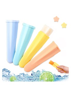 Y&D Silicone Popsicle Molds with Lids, 4 Pieces Ice Pop Molds, Food-grade and Reusable, Make Homemade Cream Yogurt Sticks Jelly Chocolate Quick Freezing Food Treats, Colors (Star)  - Image 1