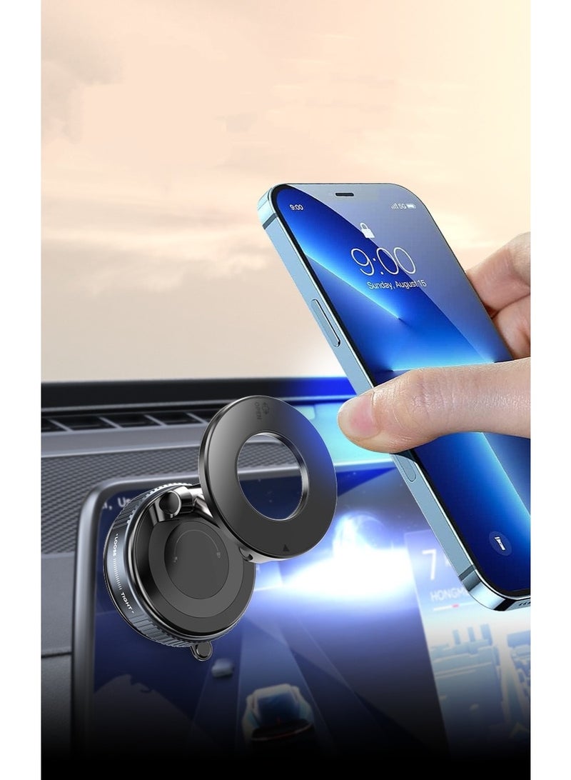 Upgraded version of smart magnetic mobile phone holder (cool black + 360° rotation + foldable stable strong magnet, strong magnetic car/gym dual use, vacuum suction cup suitable for all models) - Image 2