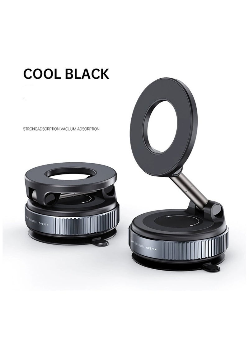 Upgraded version of smart magnetic mobile phone holder (cool black + 360° rotation + foldable stable strong magnet, strong magnetic car/gym dual use, vacuum suction cup suitable for all models) - Image 1