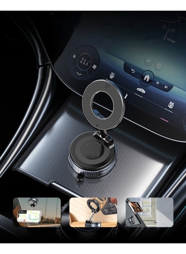 Upgraded version of smart magnetic mobile phone holder (cool black + 360° rotation + foldable stable strong magnet, strong magnetic car/gym dual use, vacuum suction cup suitable for all models) - Image 3