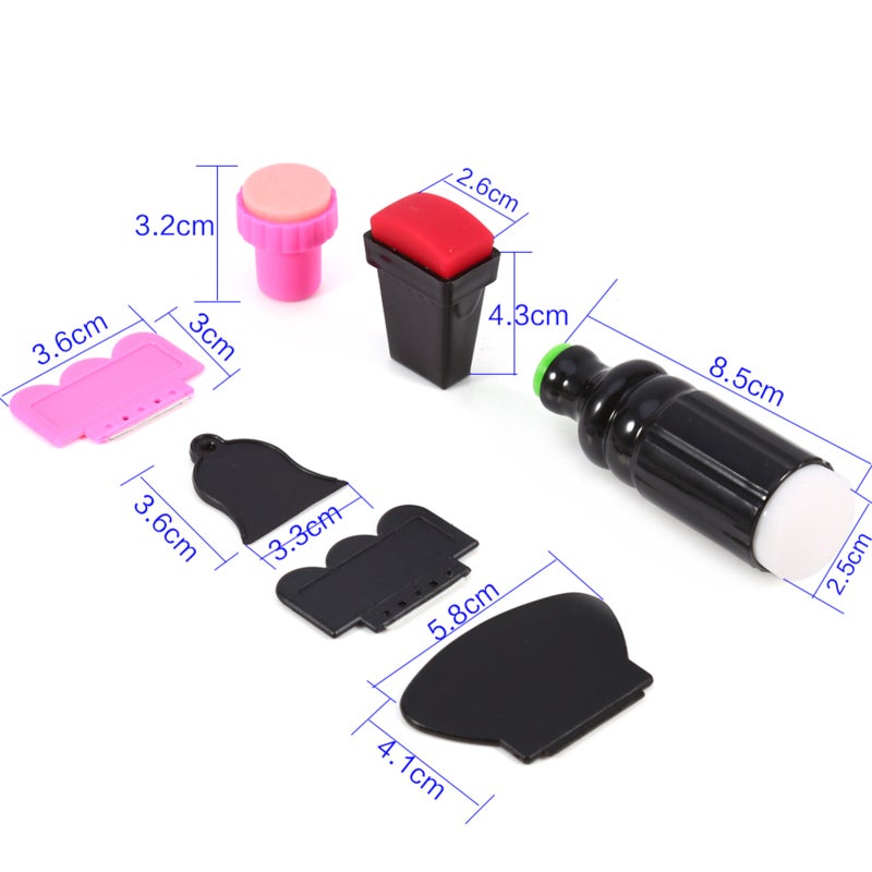 Nail Art Scraper 7 Pcs Set Reusable Nail Transfer Tool - Exquisite Clear Visible Effect Double Ended Stamper for Professional Salon or Home Use - Image 3