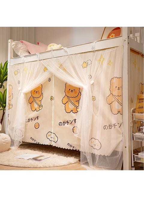 Cartoon Pattern Design Lower Deck Zipper Bed Curtain With Mosquito Net