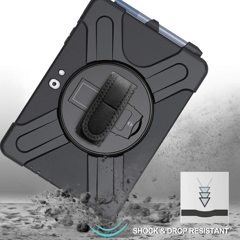 Procases Shockproof Protective Case For Microsoft Surface Go 4/3/2 Surface Go 2023 2021 2020 2018, 360 Degree Rotation Hybrid Rugged Heavy-Duty Cover With Kickstand, Hand Strap Shoulder Belt –Black - Image 5