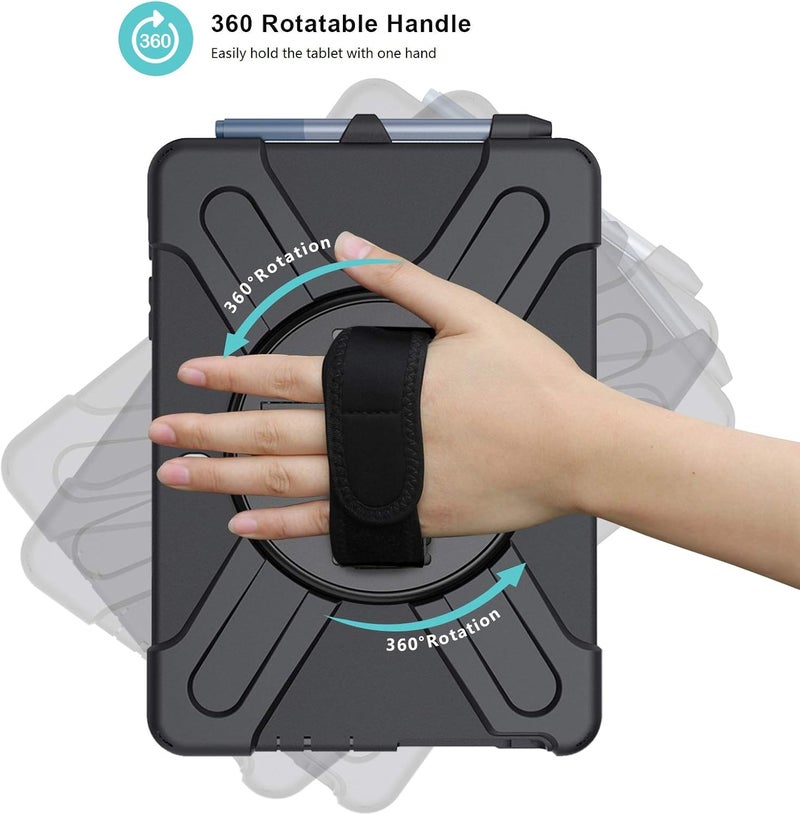 Procases Shockproof Protective Case For Microsoft Surface Go 4/3/2 Surface Go 2023 2021 2020 2018, 360 Degree Rotation Hybrid Rugged Heavy-Duty Cover With Kickstand, Hand Strap Shoulder Belt –Black - Image 2