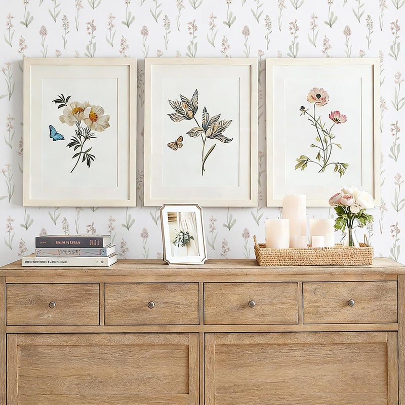 Wudnaye Beige Peel and Stick Wallpaper Floral Contact Paper 16.9inÃ—118.1in Neutral Beige Contact Paper Cream Floral Wallpaper Self Adhesive Waterproof for Bathroom Bedroom Nursery Decor Walls Vinyl - Image 5