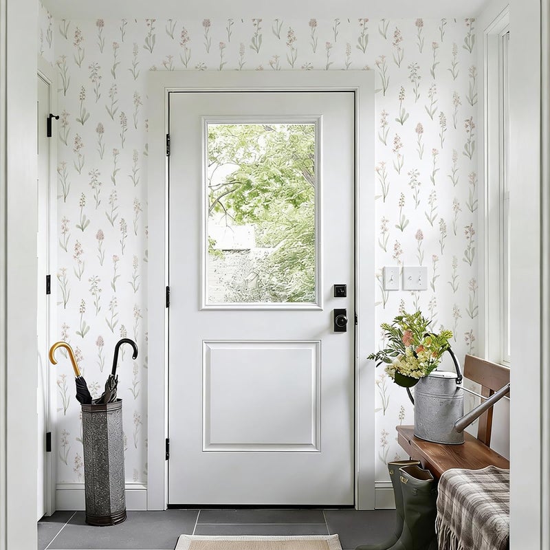 Wudnaye Beige Peel and Stick Wallpaper Floral Contact Paper 16.9inÃ—118.1in Neutral Beige Contact Paper Cream Floral Wallpaper Self Adhesive Waterproof for Bathroom Bedroom Nursery Decor Walls Vinyl - Image 2