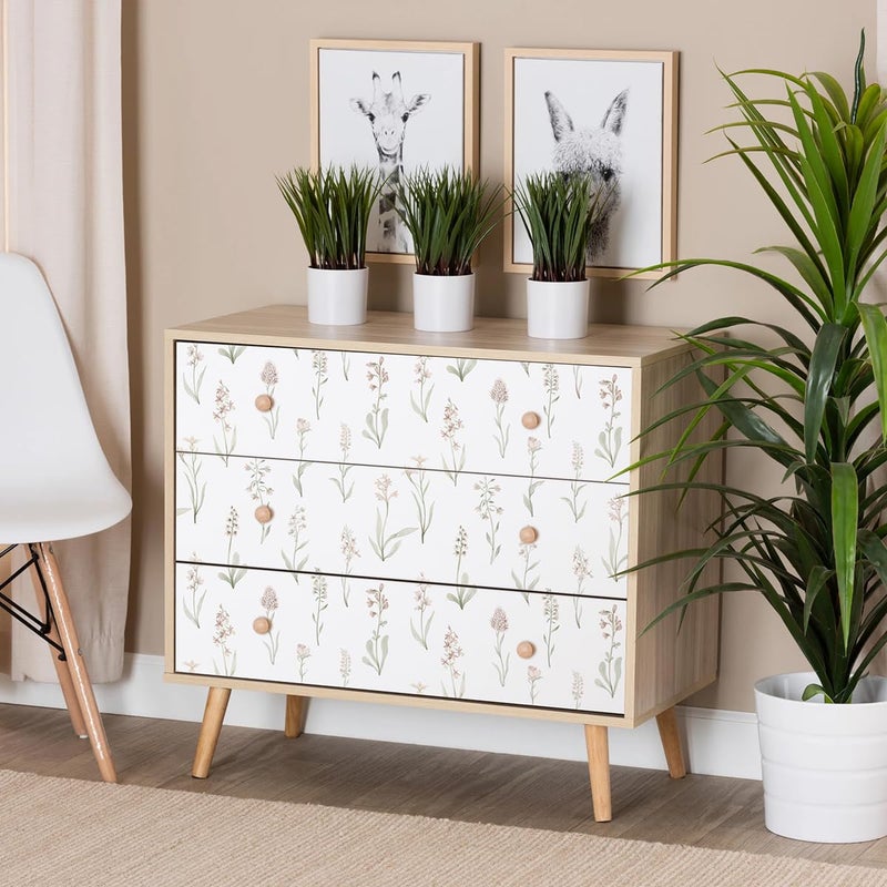 Wudnaye Beige Peel and Stick Wallpaper Floral Contact Paper 16.9inÃ—118.1in Neutral Beige Contact Paper Cream Floral Wallpaper Self Adhesive Waterproof for Bathroom Bedroom Nursery Decor Walls Vinyl - Image 4