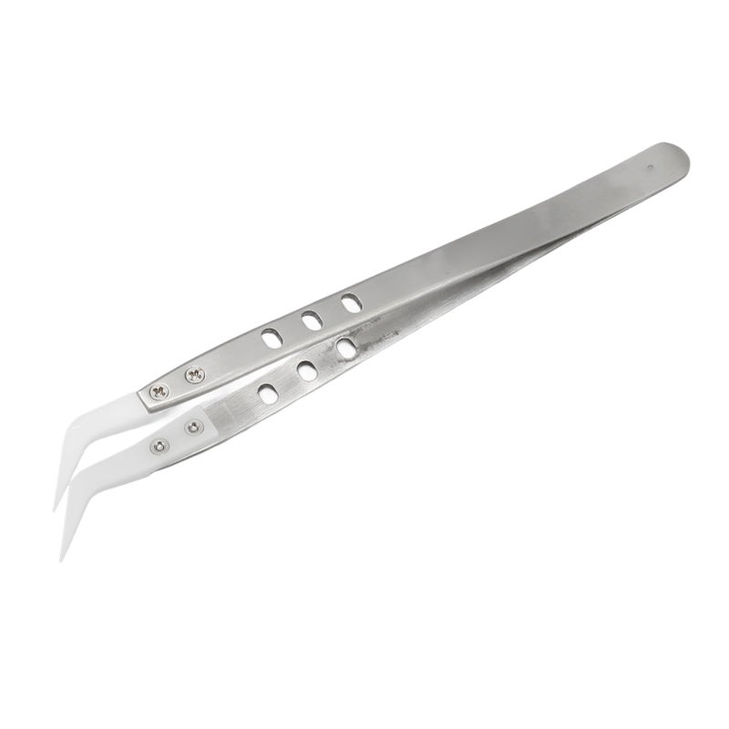 KGX TC002 Electrical Repair Tweezers Stainless Steel Insulation 3 Holes Professional Tweezers Sewing Tweezers Curved Tip - Image 4