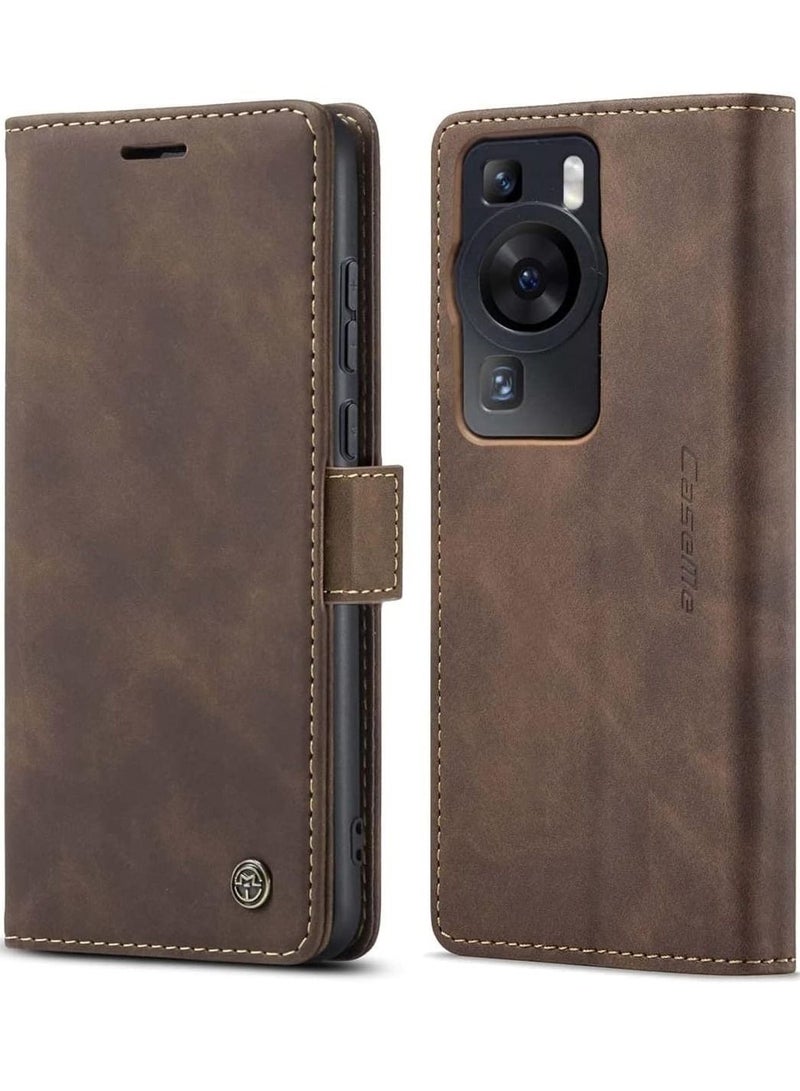 CaseMe Premium PU Leather Case Compatible with Huawei P60 Pro, Flip Wallet Phone Cover with Kickstand Card Slots TPU Shell for Huawei P60 Pro  - Image 1
