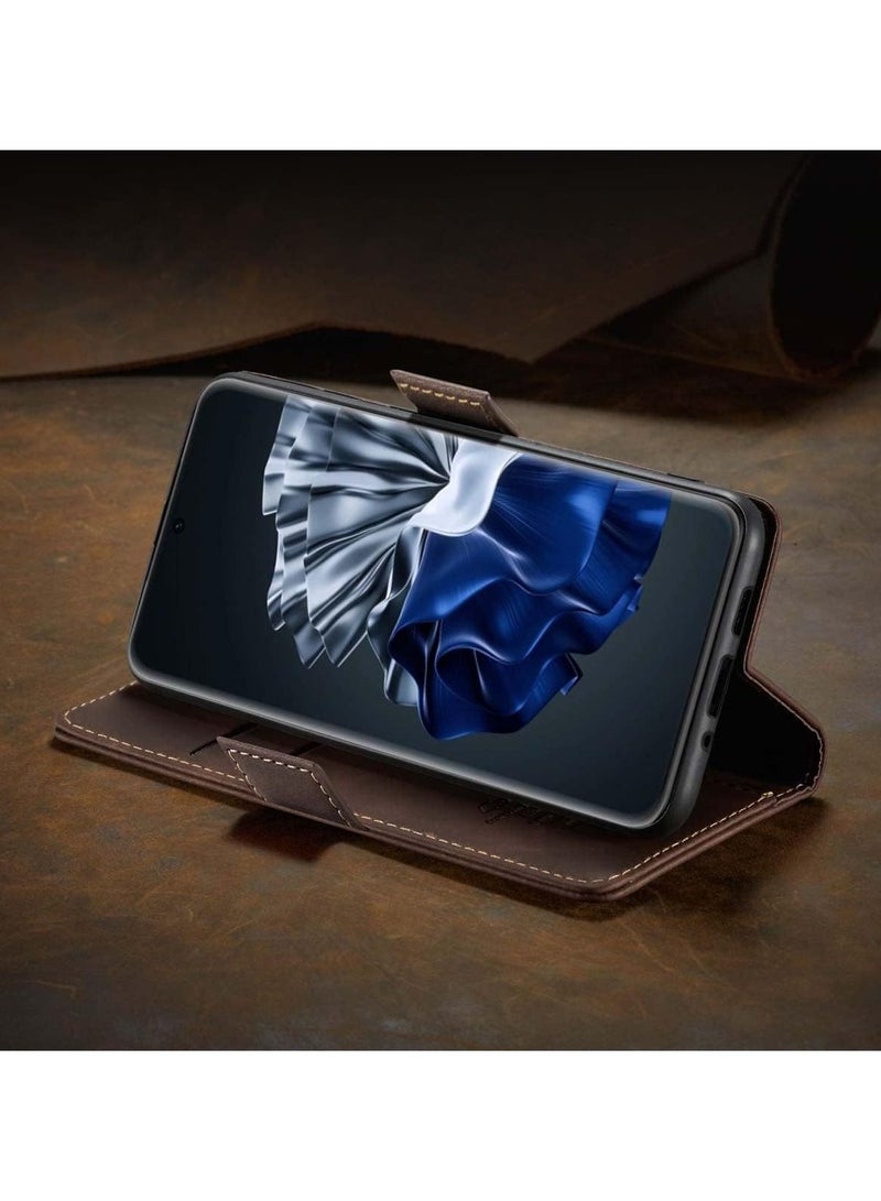 CaseMe Premium PU Leather Case Compatible with Huawei P60 Pro, Flip Wallet Phone Cover with Kickstand Card Slots TPU Shell for Huawei P60 Pro  - Image 3