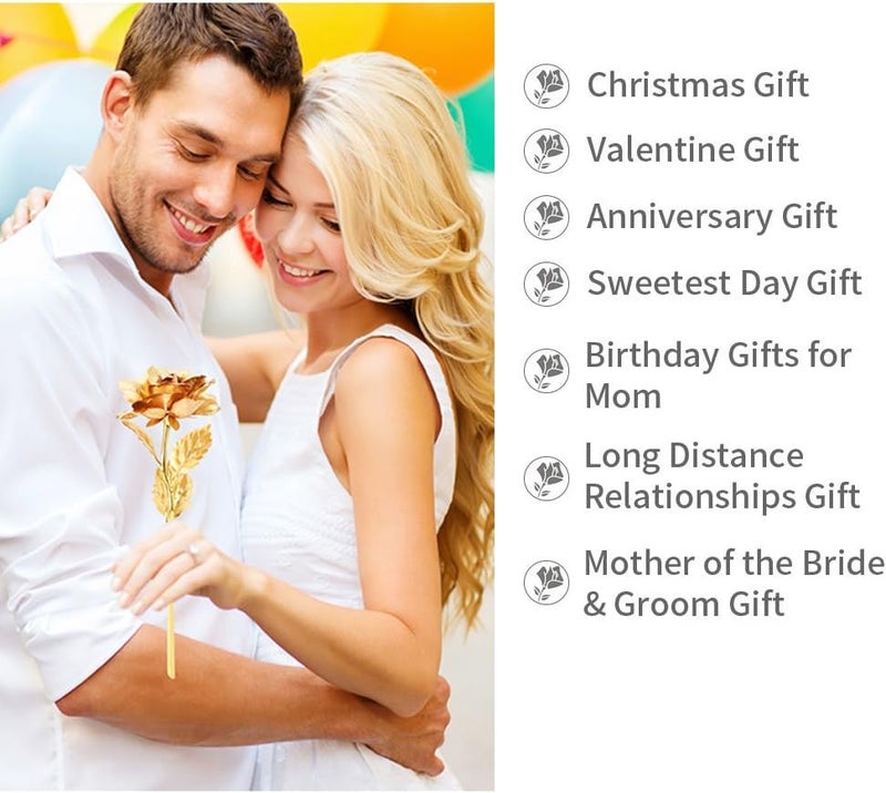 comfrt 24k Golden Rose Love Forever for Her, Long Stem Dipped Gold Foil Trim Rose, Best Gift for Christmas, Valentine's Day, Anniversary, Birthday Gift (Gold #2) - Image 2