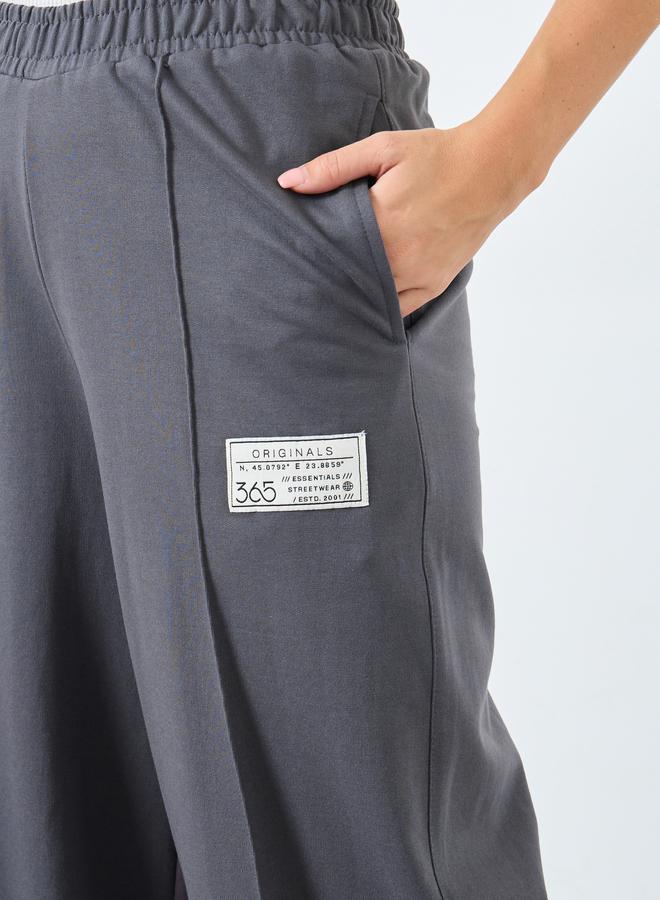 Styli High Waisted Wide Leg Pintuck Jogger With Badge Detail - Image 2