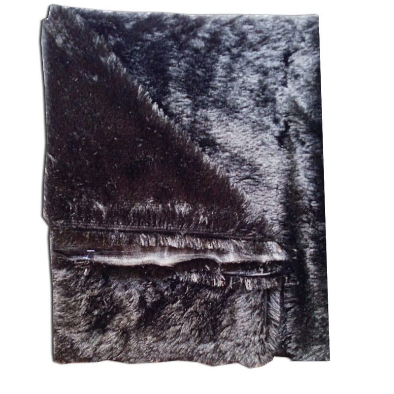 Quago Unstitched Super Soft Black Fur Fabric Cloth for Baby Photoshoot Soft Toys Making Art and Craft Dresses Jackets Decoration etc Black Big Pana 1 Meter - Image 2