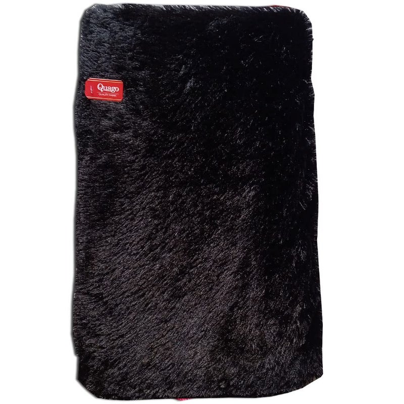 Quago Unstitched Super Soft Black Fur Fabric Cloth for Baby Photoshoot Soft Toys Making Art and Craft Dresses Jackets Decoration etc Black Big Pana 1 Meter - Image 1