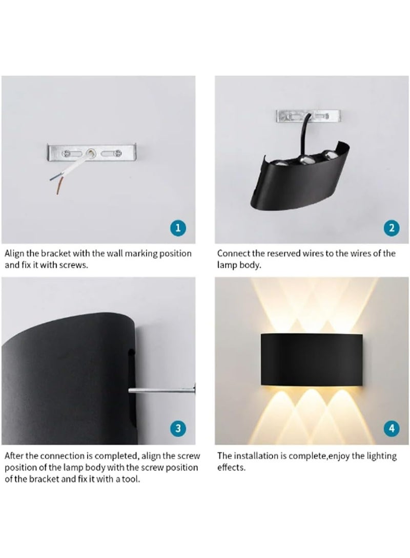 Vmax Outdoor Wall Light,LED Square Up&Down Porch Lights 3000K Warm White Outdoor Modern Wall Sconce Aluminum Porch & Patio Lights Exterior Light Fixture For Garden Backyard Garage (6W Warm light) - Image 5