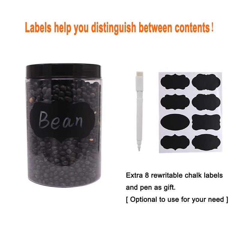 zmybcpack 8 Pack 25 oz Plastic Jars With Lids  Extra Labels  1 Pen  Clear PET Seal Jar for Food Storage Wide Opening Storage jar For Dry Food  Peanut  Powder  Kitchen & Craft Storage - Image 5