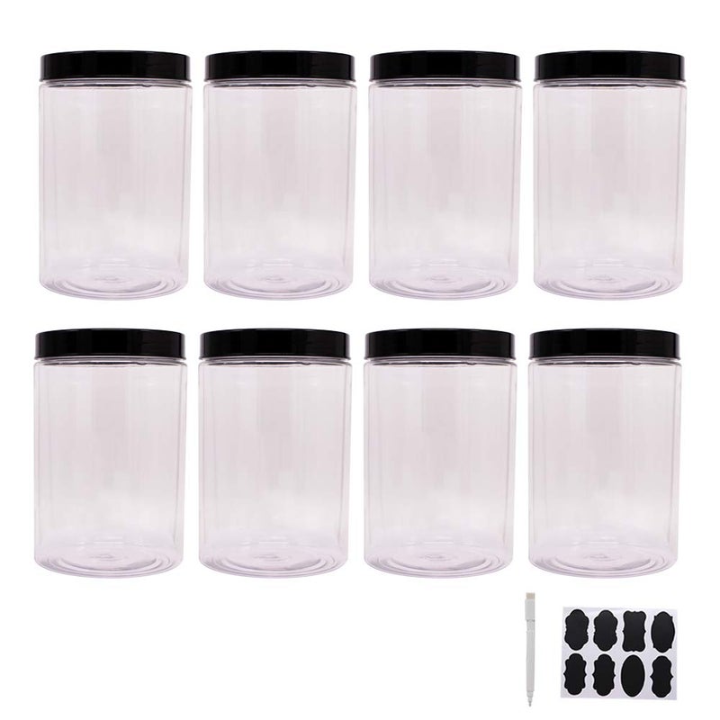 zmybcpack 8 Pack 25 oz Plastic Jars With Lids  Extra Labels  1 Pen  Clear PET Seal Jar for Food Storage Wide Opening Storage jar For Dry Food  Peanut  Powder  Kitchen & Craft Storage - Image 2