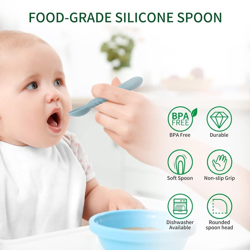 ME.FAN MEFAN Silicone Baby Feeding Spoons 6 Pack  First Stage Infant Spoons Training Spoon for Self Feeding Babies and Toddlers - Image 4