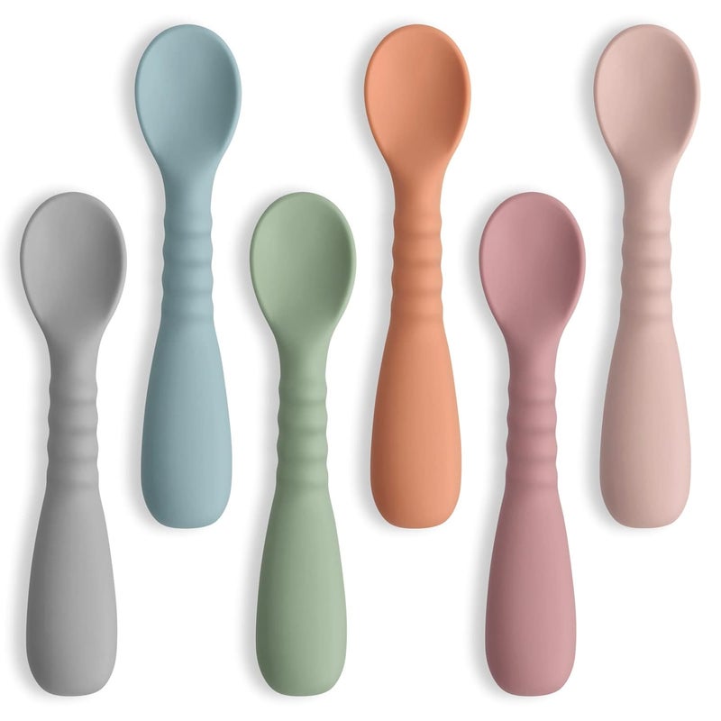 ME.FAN MEFAN Silicone Baby Feeding Spoons 6 Pack  First Stage Infant Spoons Training Spoon for Self Feeding Babies and Toddlers - Image 1