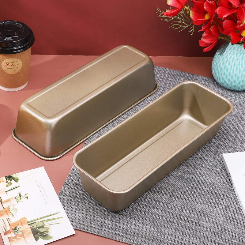 Beasea Long Loaf Pan, 12x4 Inch Rectangle Bread Loaf Pan Set of 2, Nonstick Bread Pans Carbon Steel Toast Pan Golden Cake Pan Loaf Baking Pans Bakeware for Oven Baking - Image 3